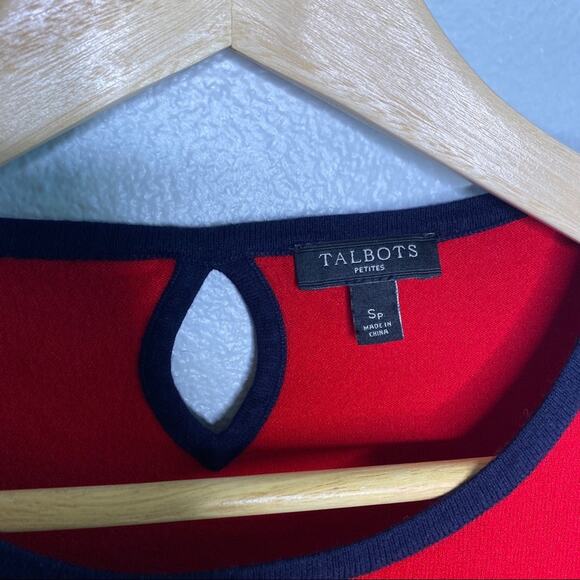 Talbots Red Block Sweater Navy Stripes Small - Picture 3 of 10